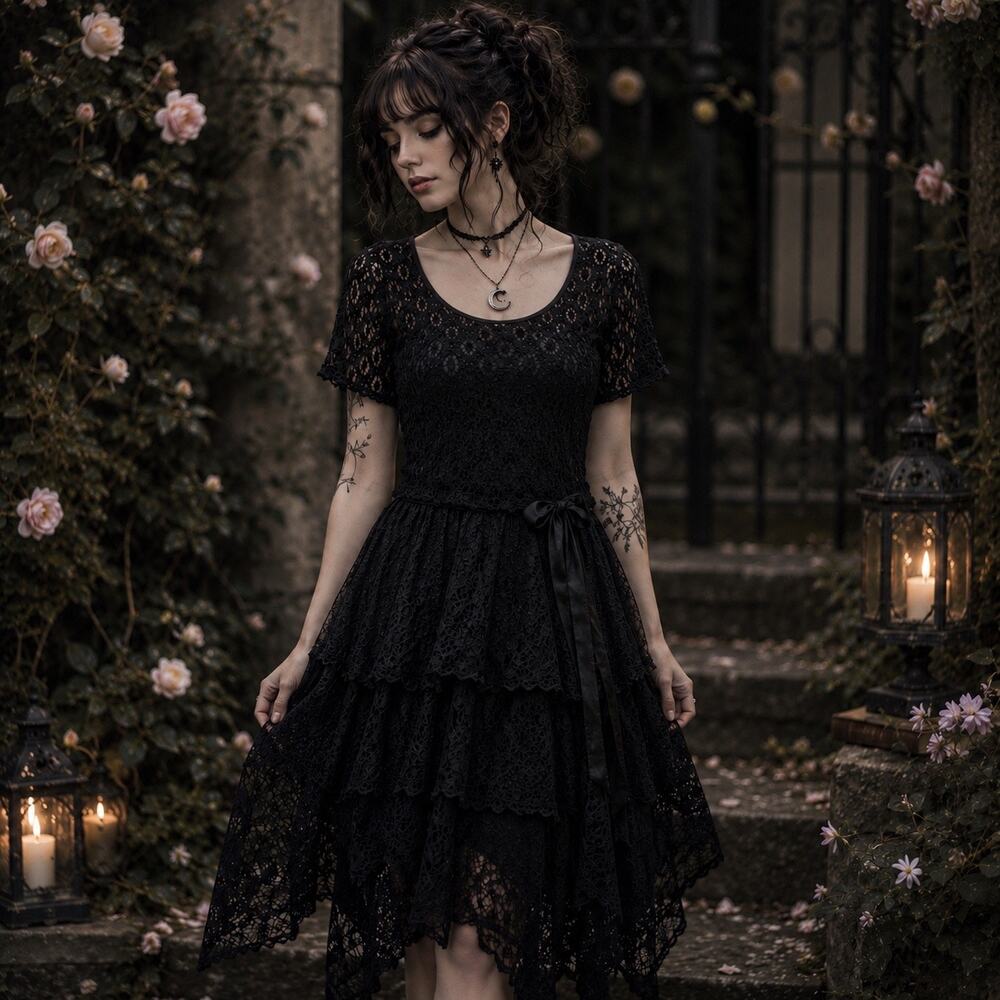 Vtg Marusa Lace Top Sz M USA Goth Y2K Whimsigoth Sheer Grunge Open Knit Indie